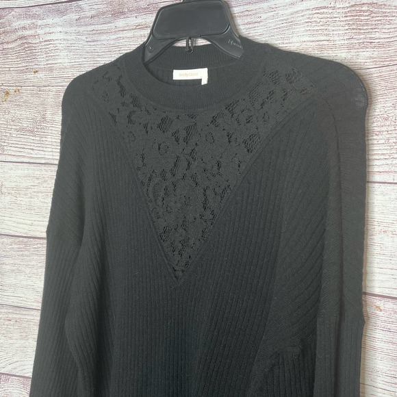 See by Chloe Black Lace Wool Blend Long Sleeve Oversized Sweater Small - Picture 1 of 8
